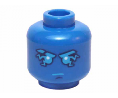 Minifigure, Head Dark Azure Eyebrows, Mouth and Eyes with Lightning Pattern (Jay)