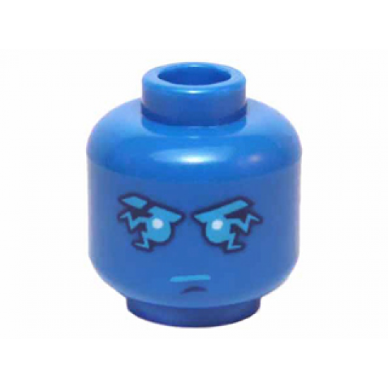 Minifigure, Head Dark Azure Eyebrows, Mouth and Eyes with Lightning Pattern (Jay)