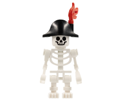 Skeleton, Fantasy Era Torso with Standard Skull, Mechanical Arms, Black Bicorne Hat, Red Plume