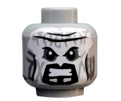 Minifigure, Head Alien with White Face, Black Brow and Cheek Lines and Goatee, Gritted Teeth Pattern