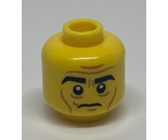 Minifigure, Head Black Eyebrows, White Pupils, Wrinkles, Cheek Lines, Frown Pattern