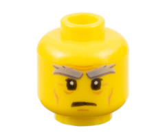Minifigure, Head Male Bushy Gray Eyebrows, Wrinkles, Scowl Pattern (Sensei Garmadon)