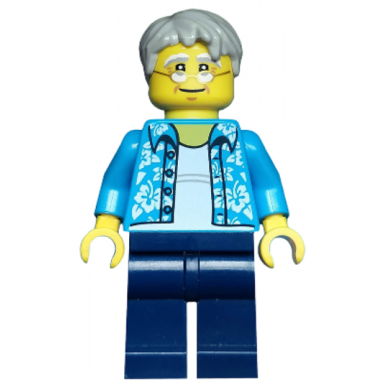 Beachgoer - Gray Male Hair, Glasses and Hawaiian Shirt