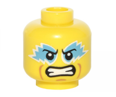 Minifigure, Head Medium Azure Eye Paint, Clenched Teeth Pattern