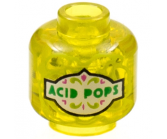 Minifigure, Head without Face with Green 'ACID POPS' on White Label Pattern