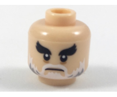 Minifigure, Head Black Bushy Eyebrows, White Moustache and Beard with Gray Pattern