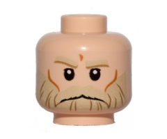 Minifigure, Head Tan Eyebrows and Beard, Cheek Lines and Frown Pattern (SW Rebel Trooper)