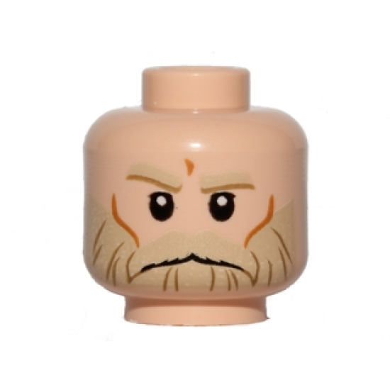 Minifigure, Head Tan Eyebrows and Beard, Cheek Lines and Frown Pattern (SW Rebel Trooper)
