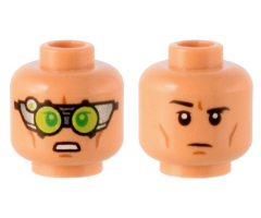 Minifigure, Head Dual Sided SW Silver Visor, Lime Lenses, Cheek Lines, Open Mouth Grimace / Black Eyebrows, One Raised Pattern