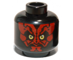 Minifigure, Head Alien with SW Darth Maul, Red Face Pattern