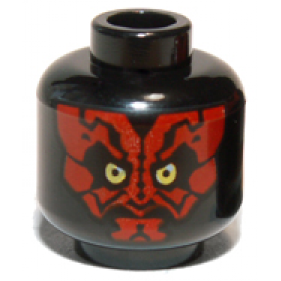 Minifigure, Head Alien with SW Darth Maul, Red Face Pattern