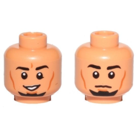 Minifigure, Head Dual Sided Black Eyebrows, Goatee, Cheek Lines, Smile / Neutral Pattern (SW Kanan Jarrus)