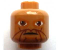 Minifigure, Head Alien SW Zabrak with Large Reddish Brown Eyes and Facial Lines, Dark Orange Eye Shadow and Chin Dimple, Neutral Pattern