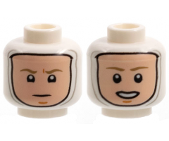 Minifigure, Head Dual Sided Balaclava, Light Nougat Face, Dark Tan Eyebrows, Neutral / Open Mouth Pattern