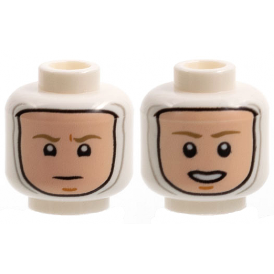 Minifigure, Head Dual Sided Balaclava, Light Nougat Face, Dark Tan Eyebrows, Neutral / Open Mouth Pattern