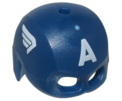 Minifigure, Headgear Helmet Mask, Hole on Top with White Letter A and Wings on Sides Pattern (Captain America)