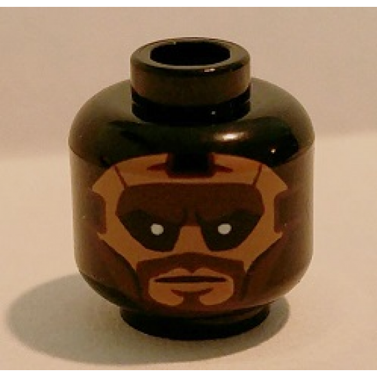 Minifigure, Head Balaclava with Face Hole, Nougat Face with Brown Beard, Black Eyes with Pupils Pattern (Foot Soldier)