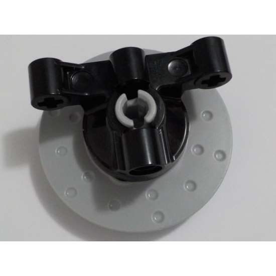 Technic, Steering Axle with 2 Pin Holes and 2 Arms with Axle Holes without Slots (Reinforced) with Light Bluish Gray Brake Rotor 3 Pin Holes Round (65766 / 35189)
