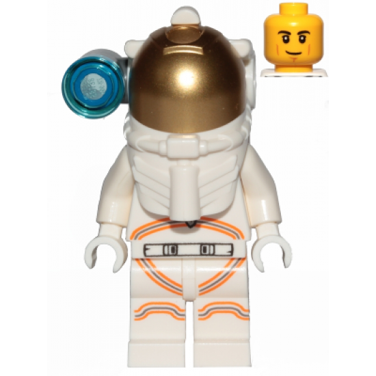 Astronaut - Male, White Spacesuit with Orange Lines, Side Lamp, Smirk and Cheek Lines