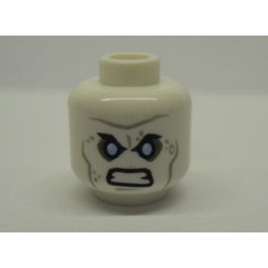 Minifigure, Head Male Angry Black Eyebrows, Blue Eyes, Wrinkles Pattern (Mr. Freeze)