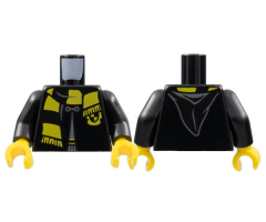Torso Hogwarts Robe Clasped with Hufflepuff Shield and Scarf Pattern / Black Arms / Yellow Hands