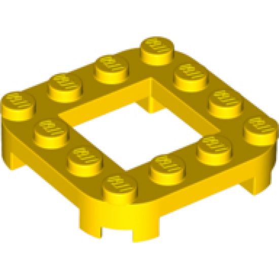 Plate, Modified 4 x 4 x 2/3 with Rounded Corners, 4 Feet and 2 x 2 Cutout