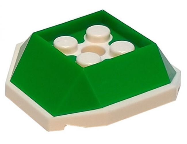 Shell, 4 Studs Inside and Hole with Green Pattern