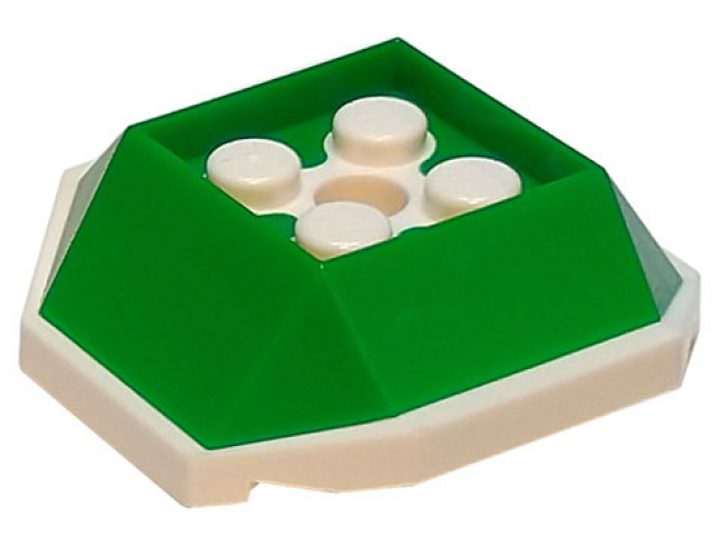 Shell, 4 Studs Inside and Hole with Green Pattern