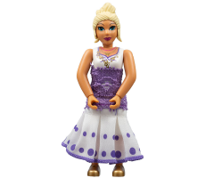 Belville Female - White Top with Dark Purple Flower Neckline, Light Yellow Hair, Dark Purple Sheath, White Skirt with Dark Purple Dots