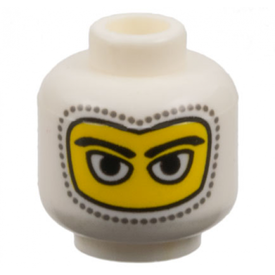Minifigure, Head Balaclava with Eyes Hole Stitching Trim, Large Eye Whites Pattern