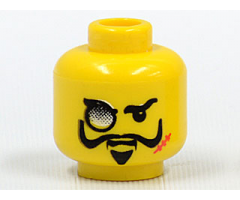 Minifigure, Head Black Eyebrows, Moustache with Upturned Ends, Goatee, Monocle, Red Scar, Angry Pattern