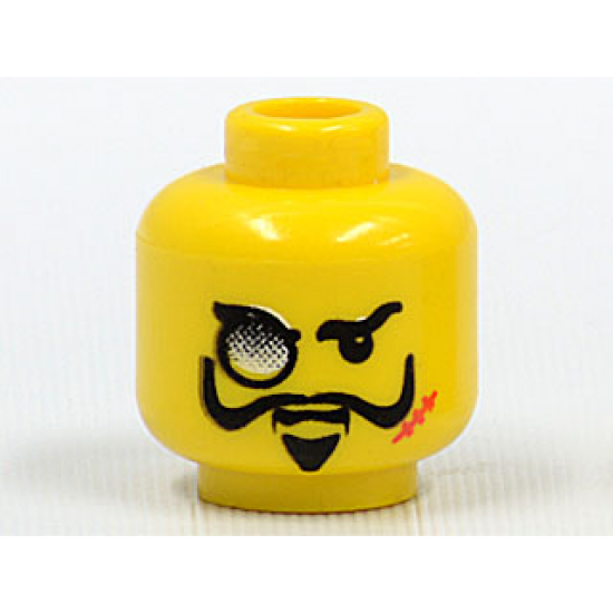 Minifigure, Head Black Eyebrows, Moustache with Upturned Ends, Goatee, Monocle, Red Scar, Angry Pattern