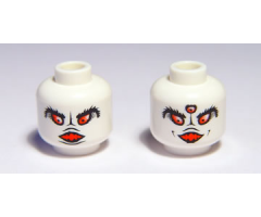 Minifigure, Head Dual Sided Alien Black Eyebrows, Open Mouth and Two Red Eyes / Three Red Eyes Pattern
