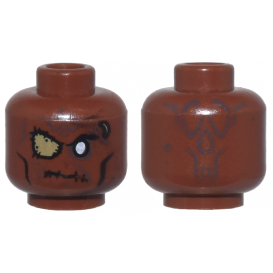 Minifigure, Head Alien with PotC Zombie with Silver Eye and Eye Patch Pattern