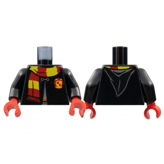 Torso Hogwarts Robe Clasped with Gryffindor Shield and Scarf Pattern / Black Arms / Red Hands