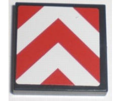 Tile 2 x 2 with Red and White Chevron Stripes Pattern (Sticker) - Sets 7632 / 7633 / 60098