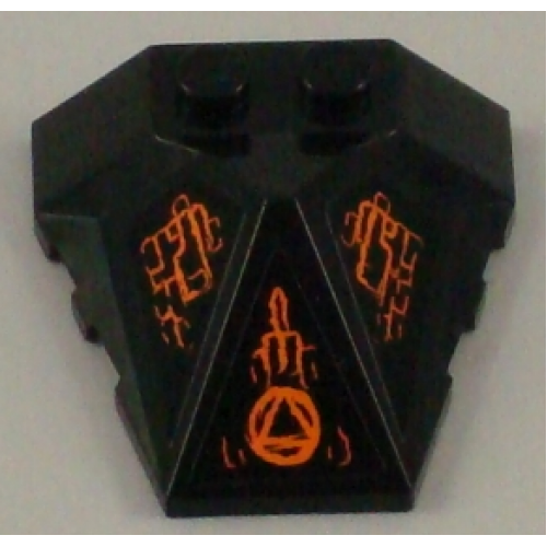 Wedge 4 x 4 Pyramid Center with Orange Lines and Atlantis Key Symbol Pattern (Stickers) - Set 8056