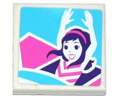 Tile 2 x 2 with Female Friends Minifigure With Raised Arms Pattern (Sticker) - Set 41128