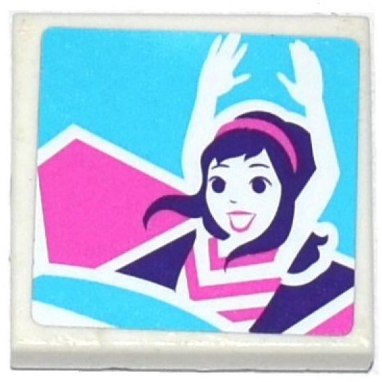 Tile 2 x 2 with Female Friends Minifigure With Raised Arms Pattern (Sticker) - Set 41128