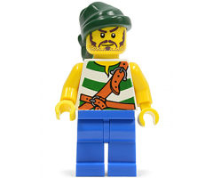 Pirate Green / White Stripes, Blue Legs, Dark Green Bandana