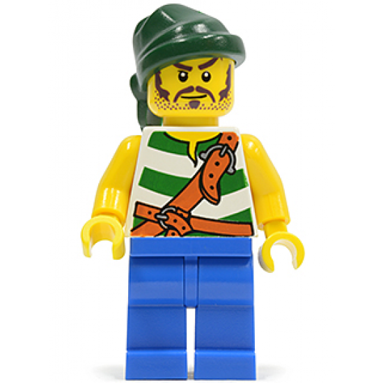 Pirate Green / White Stripes, Blue Legs, Dark Green Bandana