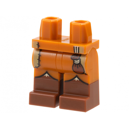 Hips and Legs with Molded Reddish Brown Lower Legs / Boots and Printed Dark Tan Patches and Reddish Brown Pouch Pattern