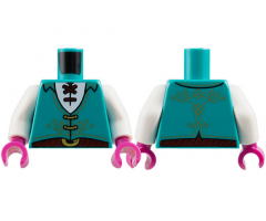 Torso Vest with Gold Filigree and Clasps, White Shirt with Dark Red Laces and Belt with Buckle Pattern / White Arms / Magenta Hands