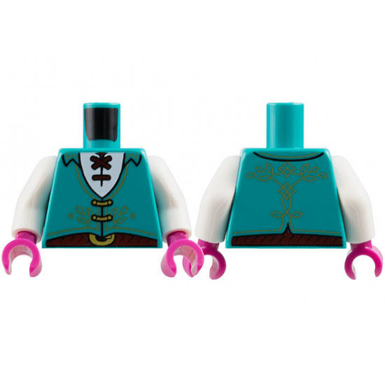 Torso Vest with Gold Filigree and Clasps, White Shirt with Dark Red Laces and Belt with Buckle Pattern / White Arms / Magenta Hands