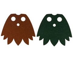 Minifigure Cape Cloth, 7 Points - Traditional Starched Fabric with Reddish Brown and Dark Green Sides
