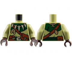 Torso Coat, Dark Green Collar, Reddish Brown Shoulder Belt and Pouches, Tan Bone Buckle, Tooth Necklace Pattern / Olive Green Arms / Dark Brown Hands
