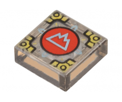 Tile 1 x 1 with Metallic Light Blue Mountain on Red Circle (Symbol of Arborea) and Gold Corners Pattern (Dungeons & Dragons Cubic Gate)