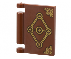 Minifigure, Utensil Book Cover with Gold Diamond, Runes, and Corner Covers Pattern (Dungeons & Dragons Tasha's Spellbook)