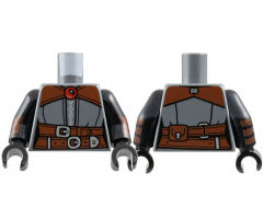 Torso Female Robe, Reddish Brown Shoulders, Belts, Silver Buckles and Trim, Red Jewel Pattern / Black Arms with Belts and Buckles Pattern / Black Hands