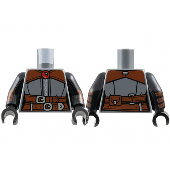 Torso Female Robe, Reddish Brown Shoulders, Belts, Silver Buckles and Trim, Red Jewel Pattern / Black Arms with Belts and Buckles Pattern / Black Hands